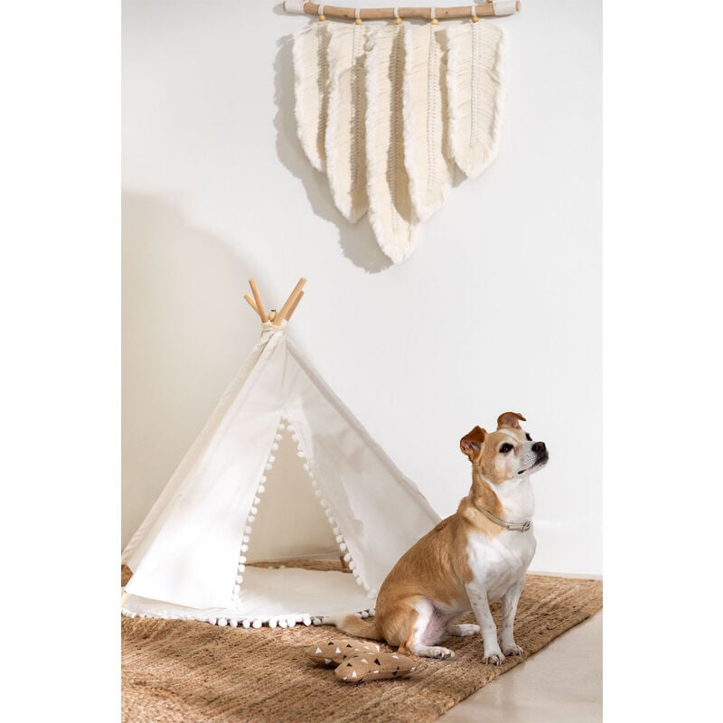 

Tipi para Mascotas de Algodón y Madera de Pino Pamy Blanco - Sklum