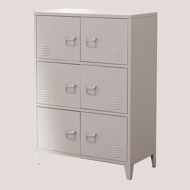 Sklum - Tiroir de casier en acier à 6 portes Pohpli Gris Clair