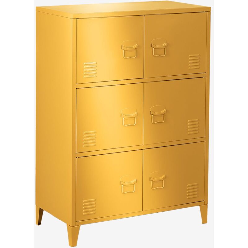 Sklum - Tiroir de casier en acier à 6 portes Pohpli Jaune Albero