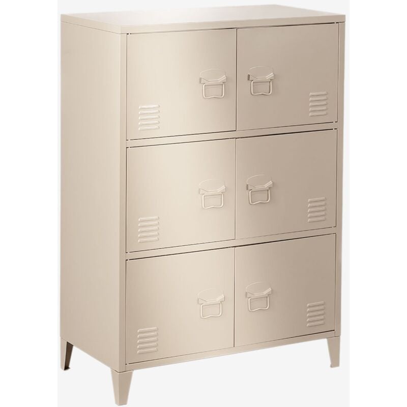 Sklum - Tiroir de casier en acier à 6 portes Pohpli Tapioca Beige