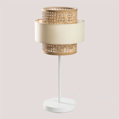 SKLUM Tischlampe aus Rattan Satu Beige Leinen                                  