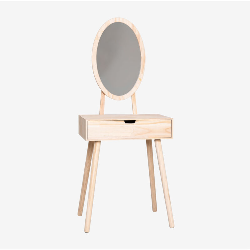 

Tocador con Espejo en Madera de de Pino y MDF Bella Madera Natural - Sklum