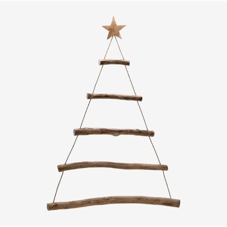 SKLUM Weihnachtsbaum für die Wand aus Esmeray-Teakholz Braun Natur