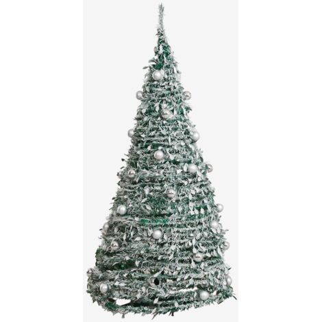 SKLUM Weihnachtsbaum klappbar mit LED-Lichtern Taimy Grau Silber ↑180                                 