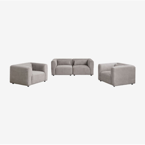 SKLUM Wohnzimmerset mit 2-teiligem Modulsofa und 2 Fogler-Sesseln                                   