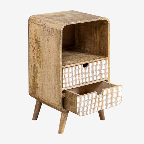 SKLUM Yulara Nachttisch aus Mangoholz mit 2 Schubladen              Mango-Holz                     