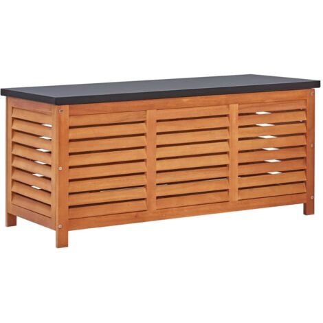 SKM Boîte de rangement de jardin 117x50x55 cm Eucalyptus solide