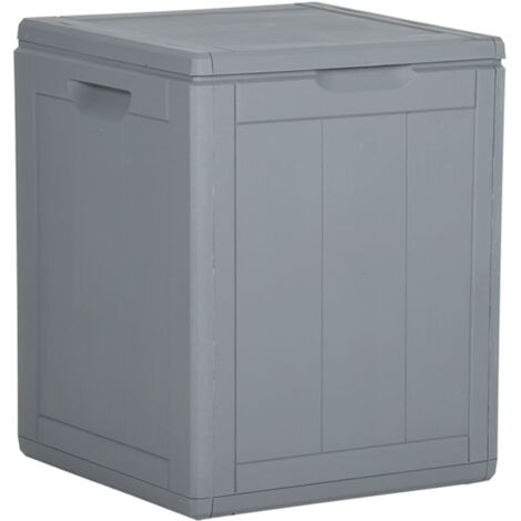 SKM Boîte de rangement de jardin 90 L Gris PP Rotin