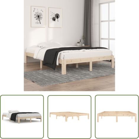 SKM Cadre de lit Bois de pin massif 140x200 cm