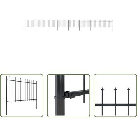 SKM Clôture de jardin avec dessus en lance Acier 13,6 x 1,2 m Noir