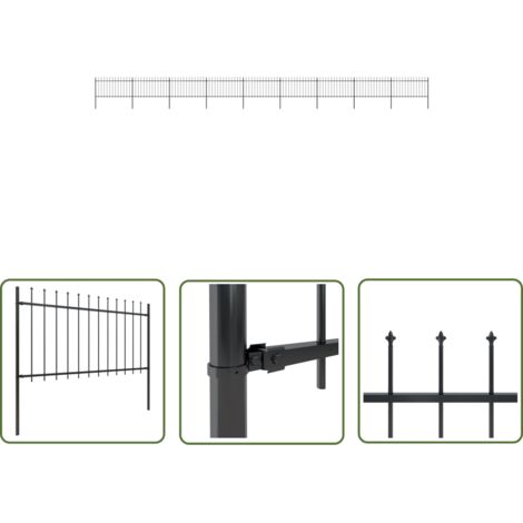 SKM Clôture de jardin avec dessus en lance Acier 15,3 x 1 m Noir