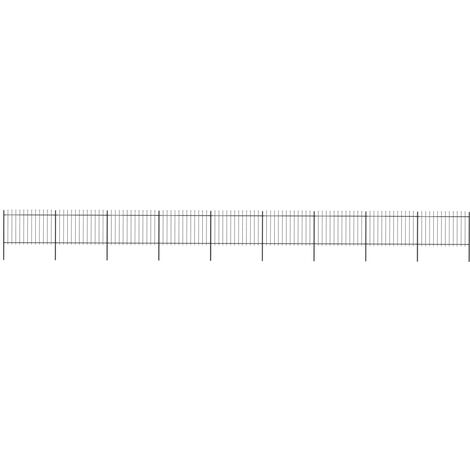 SKM Clôture de jardin avec dessus en lance Acier 15,3 x 1,2 m Noir