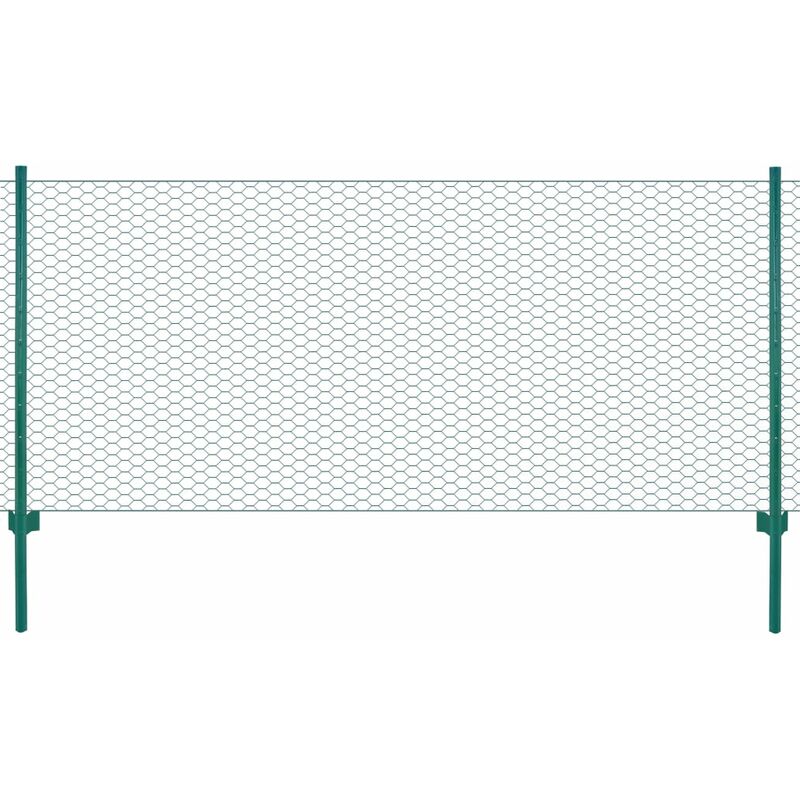 Clôture en grillage métallique avec poteaux Acier 25x0,75m Vert - SKM