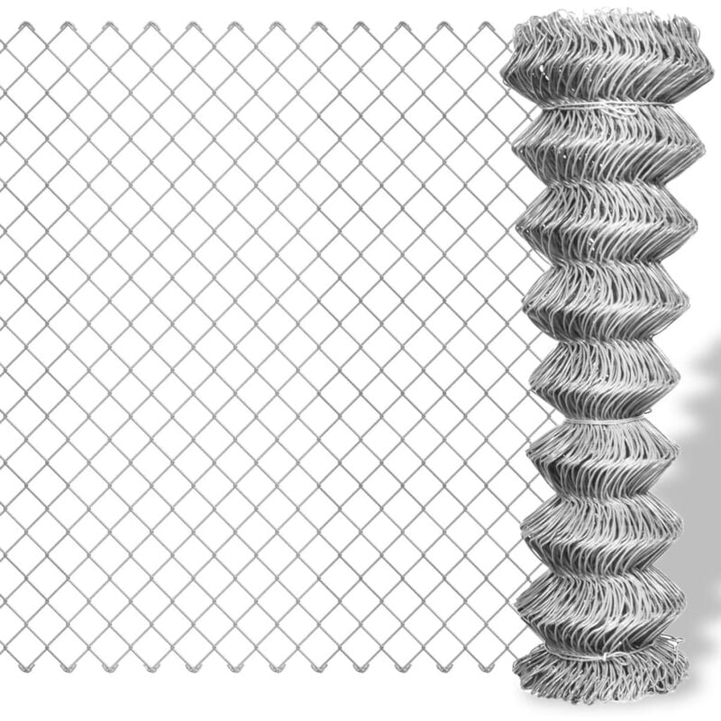 SKM - Clôture à mailles losangées Acier galvanisé 15x0,8 m Argenté