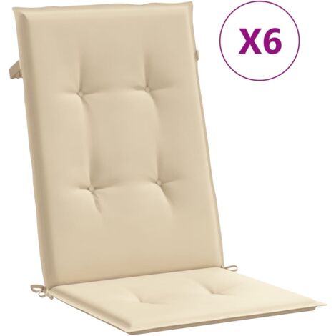 SKM Coussins de chaise de jardin 6 pcs Beige 120x50x3 cm