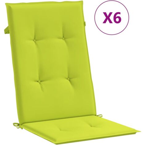 SKM Coussins de chaise de jardin 6 pcs Vert vif 120x50x3 cm