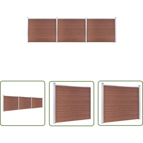 SKM Ensemble de panneau de clôture WPC 526x146 cm Marron