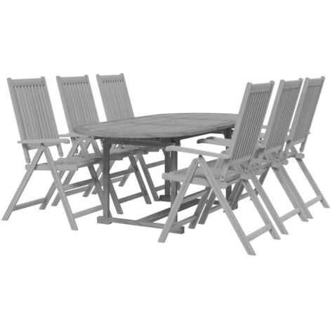 SKM Ensemble de salle à manger de jardin 7 pcs Bois d'acacia massif
