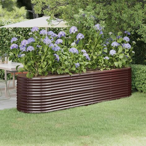SKM Jardinière de jardin Acier enduit de poudre 296x80x68 cm Marron