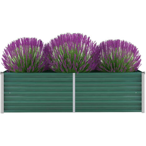 SKM Lit surélevé de jardin Acier galvanisé 160x40x45 cm Vert