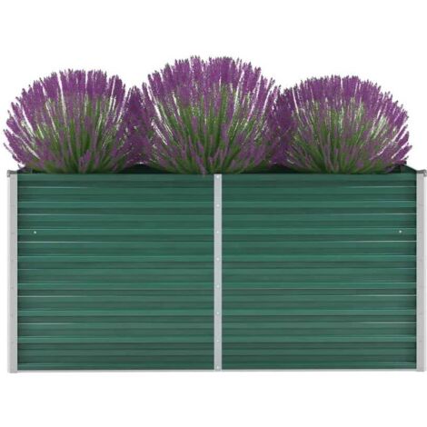 SKM Lit surélevé de jardin Acier galvanisé 160x40x77 cm Vert