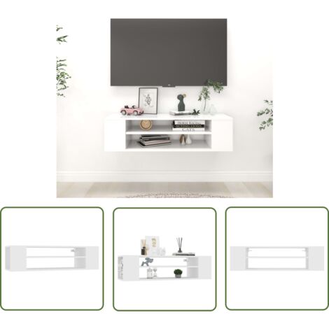 SKM Meuble TV suspendu Blanc 100x30x26,5 cm Aggloméré