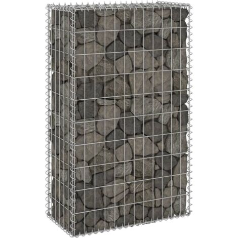 SKM Mur en gabion avec couvercles Acier galvanisé 60x30x100 cm