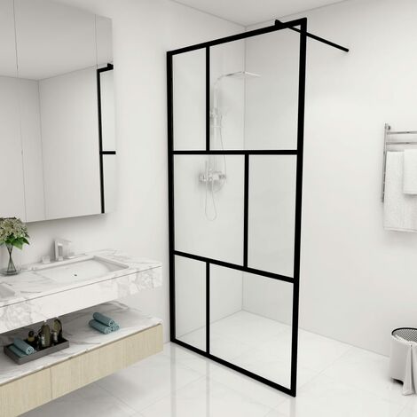 SKM Paroi de douche à l'italienne avec verre trempé Noir 100x195 cm