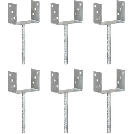 SKM Piquets de clôture 6 pcs Argenté 14x6x30 cm Acier galvanisé
