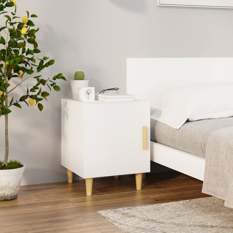 SKM Table de chevet Blanc Bois d'ingénierie