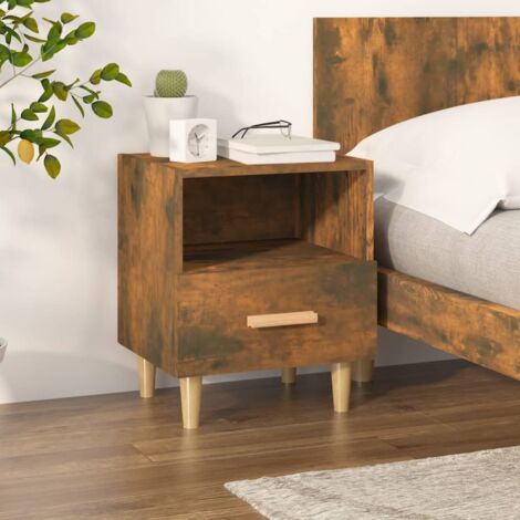 SKM Table de chevet Chêne fumé 40x35x47 cm