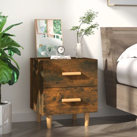 SKM Table de chevet Chêne fumé 40x35x47,5 cm