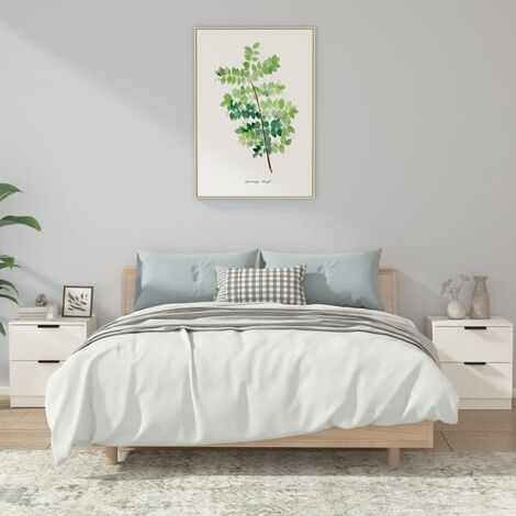 SKM Tables de chevet 2 pcs Blanc Bois d'ingénierie