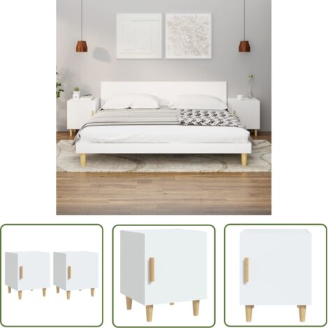 SKM Tables de chevet 2 pcs Blanc Bois d'ingénierie