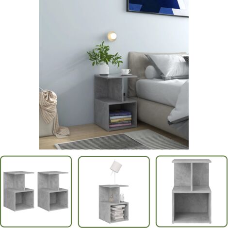 SKM Tables de chevet 2 pcs Gris béton 35x35x55 cm Aggloméré