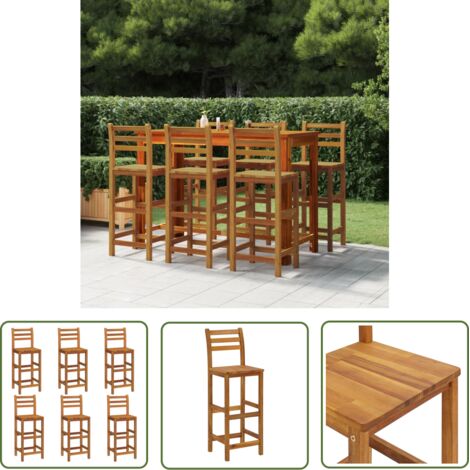 SKM Tabourets de bar 6 pcs Bois massif d'acacia
