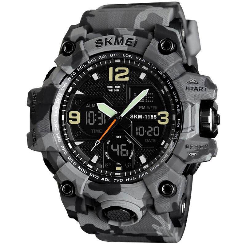 

SKMEI 1155B Reloj electronico digital de cuarzo para hombre Moda Casual Deportes al aire libre Reloj de pulsera para hombre Hora dual Fecha Semana