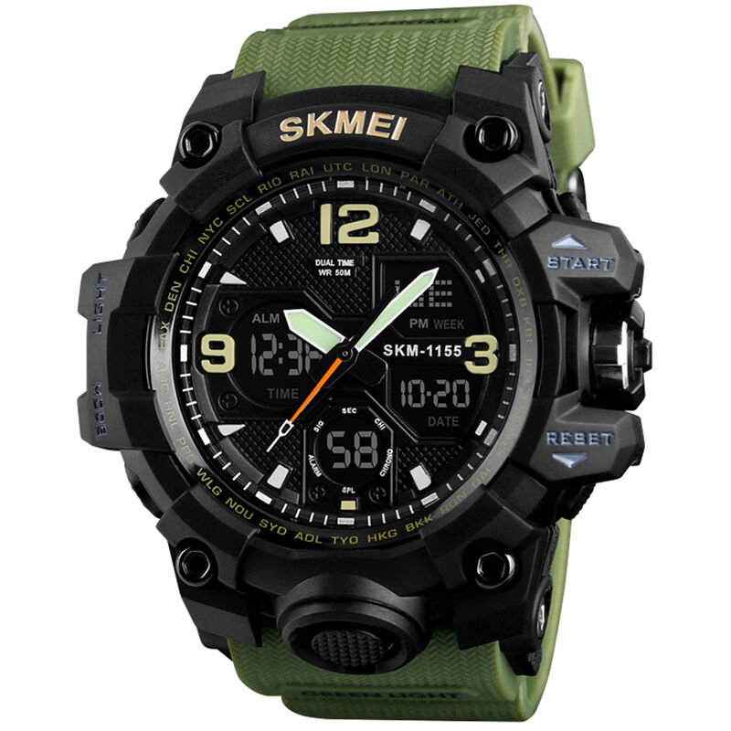 

SKMEI 1155B Reloj electronico digital de cuarzo para hombre Moda Casual Deportes al aire libre Reloj de pulsera para hombre Hora dual Fecha Semana