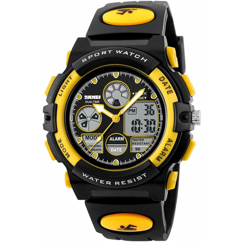 

SKMEI 1163 Relojes para ninos Deportes al aire libre Reloj para ninos Reloj de pulsera de cuarzo digital para ninos y ninas Relojes con correa de PU