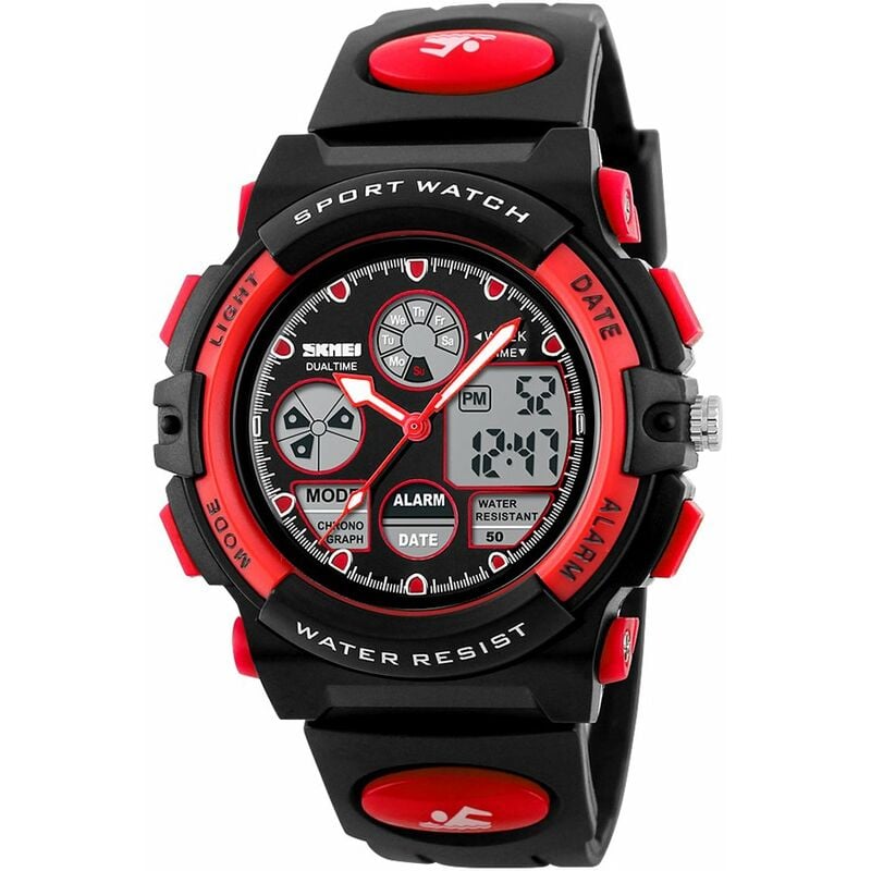 

1163 Relojes para ninos Deportes al aire libre Reloj para ninos Reloj de pulsera de cuarzo digital para ninos y ninas Relojes con correa de PU Alarma