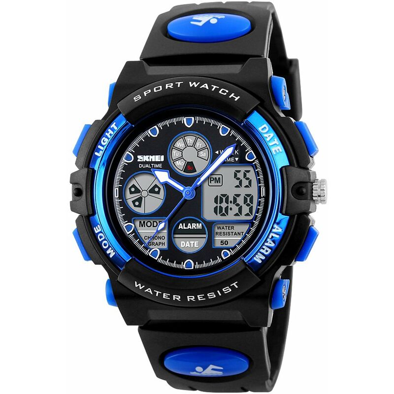 

1163 Relojes para ninos Deportes al aire libre Reloj para ninos Reloj de pulsera de cuarzo digital para ninos y ninas Relojes con correa de PU Alarma