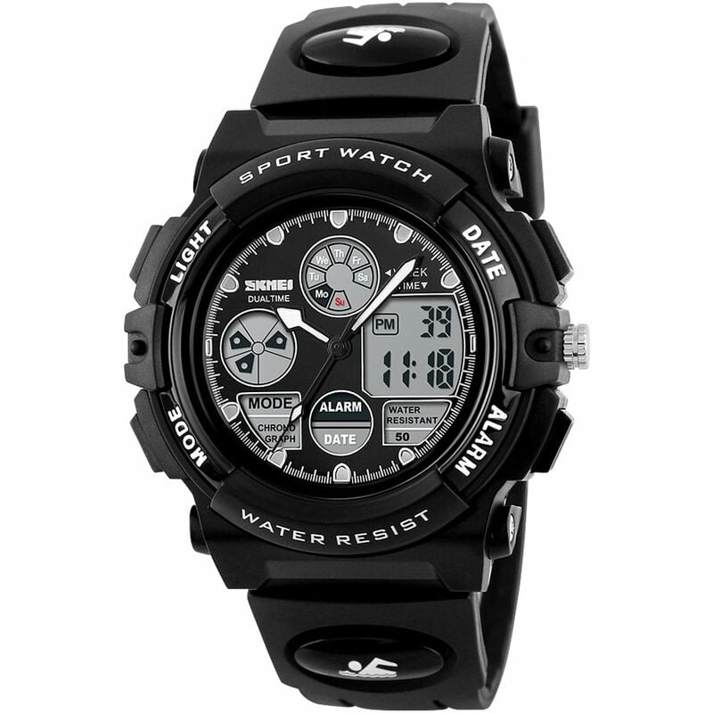 

1163 Relojes para ninos Deportes al aire libre Reloj para ninos Reloj de pulsera de cuarzo digital para ninos y ninas Relojes con correa de PU Alarma