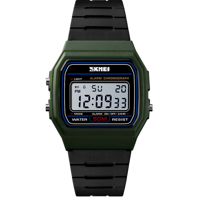 

SKMEI 1412 Reloj digital analogico para hombre Reloj de pulsera deportivo informal a la moda Pantalla de tiempo Alarma 5ATM Correa de cuero