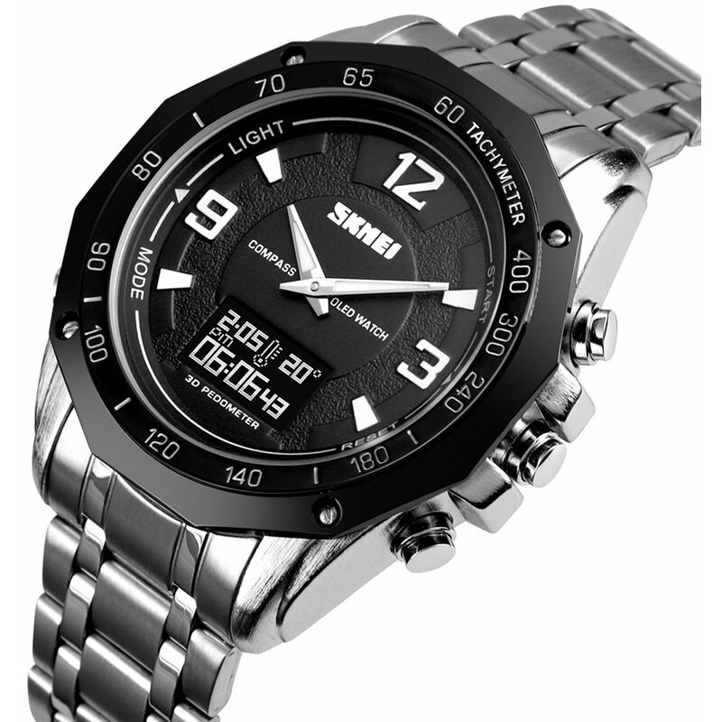 

1464 Reloj para hombre Reloj de cuarzo Moda Casual Deportes al aire libre Reloj de pulsera para hombre Pantalla de tiempo Alarma Cronometro 3ATM