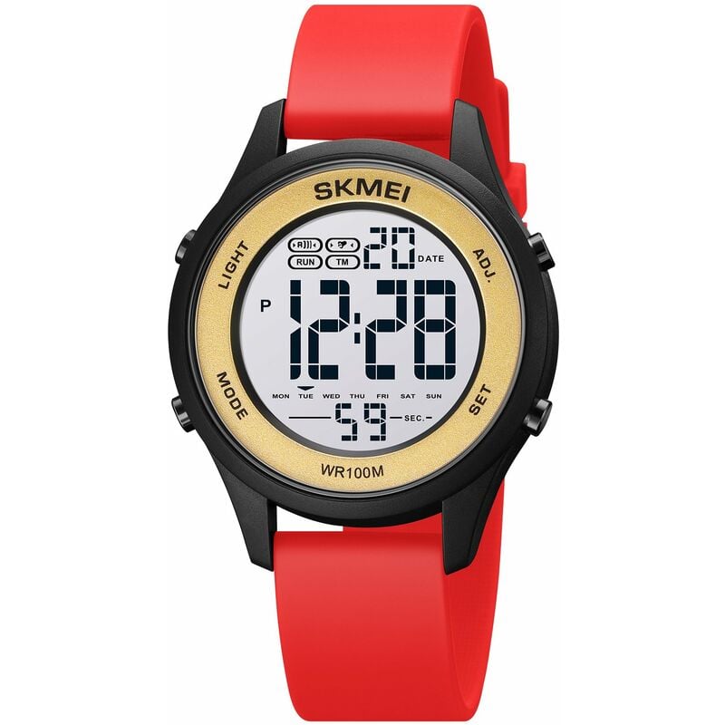 

1758 Reloj digital deportivo multifuncion Minimalista Reloj de pulsera unisex 100M Reloj cronografo impermeable para exteriores con cronometro /