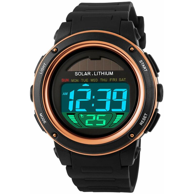 

Reloj deportivo digital con energia solar para hombres, mujeres, esfera grande, 5 ATM, resistente al agua, multifuncion, unisex, reloj de pulsera con