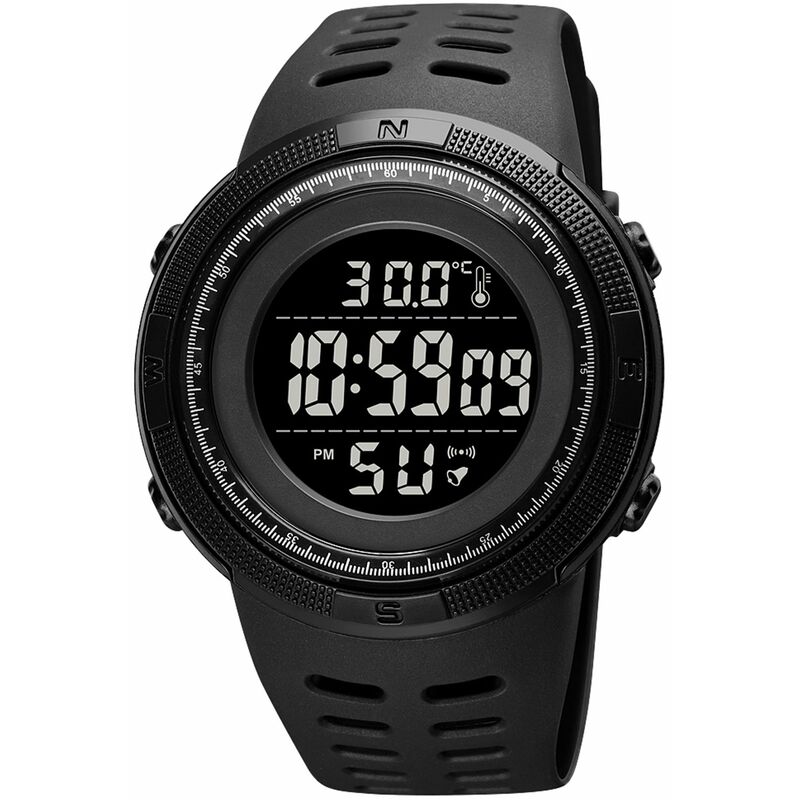 

SKMEI Reloj deportivo digital de temperatura para adolescentes Hora Fecha Semana Pantalla Reloj despertador Retroiluminacion 5ATM Impermeable