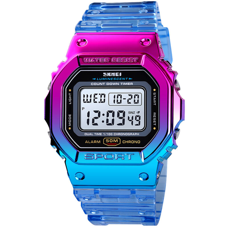 

Reloj deportivo digital para mujer Color de contraste Modo de hora dual Fecha Semana Reloj despertador Retroiluminacion 5ATM Relojes de moda