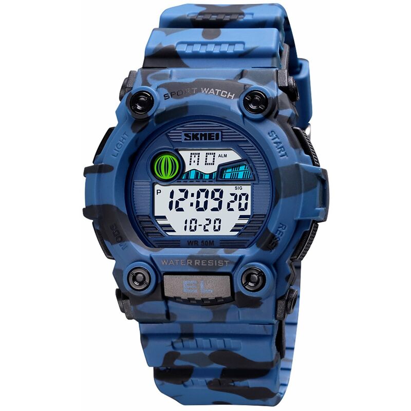 

SKMEI Reloj deportivo digital para ninos Hora Fecha Semana Reloj despertador Retroiluminacion 5ATM Impermeable Estudiantes Relojes de moda