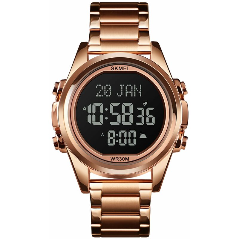 

SKMEI Reloj digital musulman para oracion Qibla Brujula Hijri Calendario Coran Marcador Funcion de seleccion de ciudad Fecha Semana Alarma Luz de